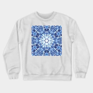 pure geometric snowflake pattern and design hexagonal kaleidoscopic style in shades of BLUE Crewneck Sweatshirt